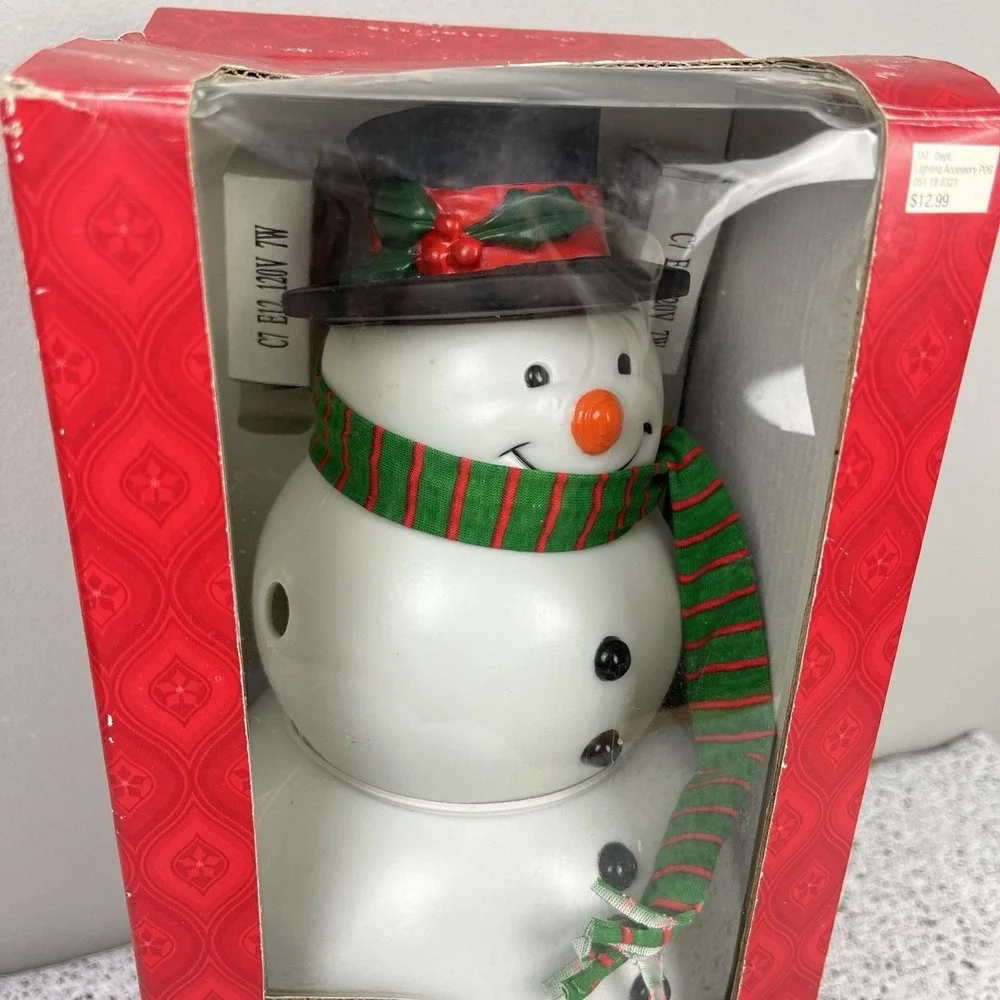 Target Christmas‎ Snowman Spinning Shade Lamp 2003 New Open Box Vintage 12